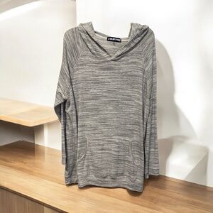 Women’s Ink Love and Peace Grey and White Striped Hoodie - Size 1X